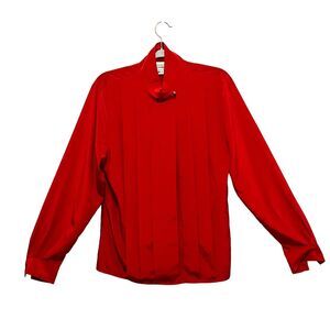 Secretary Librarian Top Blouse Retro Women Size 6 Peters & Ashley Red Polyester